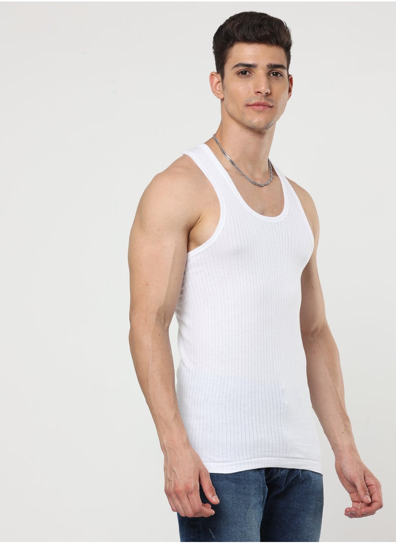 OSCAR JEANS Platinum Collection Double-Knit 100% Cotton Mens Vest Undershirt Tank Top Ultrasoft Breathable Sleeveless Sando Pack of 3  - Image 5