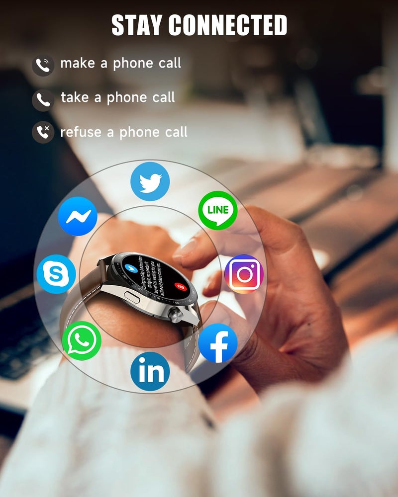 aigo Smart Watch for Men Women,Bluetooth Calling,11+ Exercise Modes,Health Fitness Tracker with Heart Rate, Blood Oxygen Monitoring,IP68 Waterproof Watches for iOS Android(Dual Straps) - Image 3