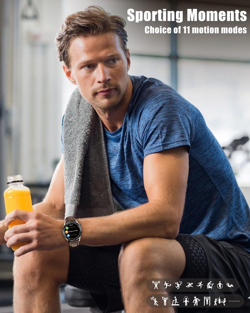 aigo Smart Watch for Men Women,Bluetooth Calling,11+ Exercise Modes,Health Fitness Tracker with Heart Rate, Blood Oxygen Monitoring,IP68 Waterproof Watches for iOS Android(Dual Straps) - Image 5