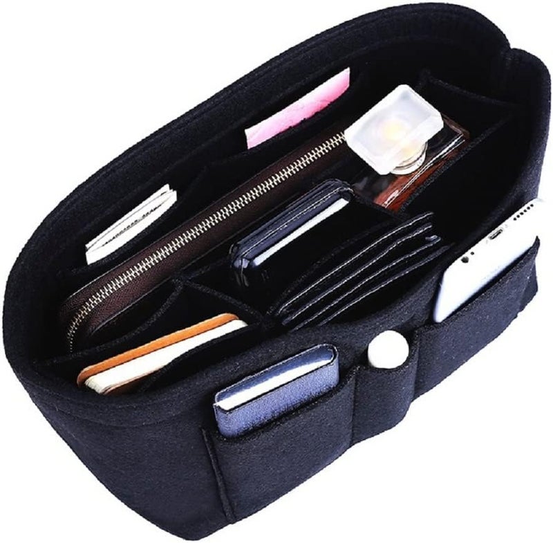 GREENSHEEP Women Felt Purse Organizer Storage Bag for Ladies Handbag Tote Bag Glasses Keys- (Black, X-Large, 13.4x6.7x7.1 inch) - Image 1