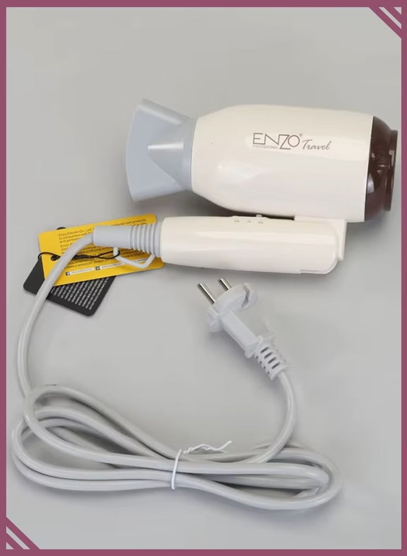 ENZO EN-608 Mini Travel Hair Dryer 1200W – Foldable Compact Hair Dryer with Ceramic Technology, Dual Speed & Portable Design for Home and Travel - Image 4