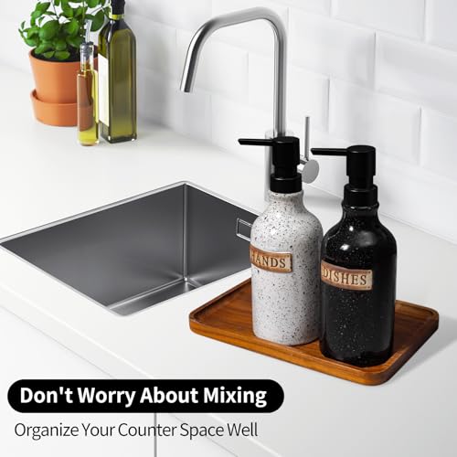 Alarrar Hand and Dish Dispenser for Kitchen Sink Ceramic Soap Dispenser Bathroom Countertop 18 OZ Vintage Handwash Liquid Pump Dispenser for Bathroom Farmhouse Vintage Kitchen Decor - Image 3