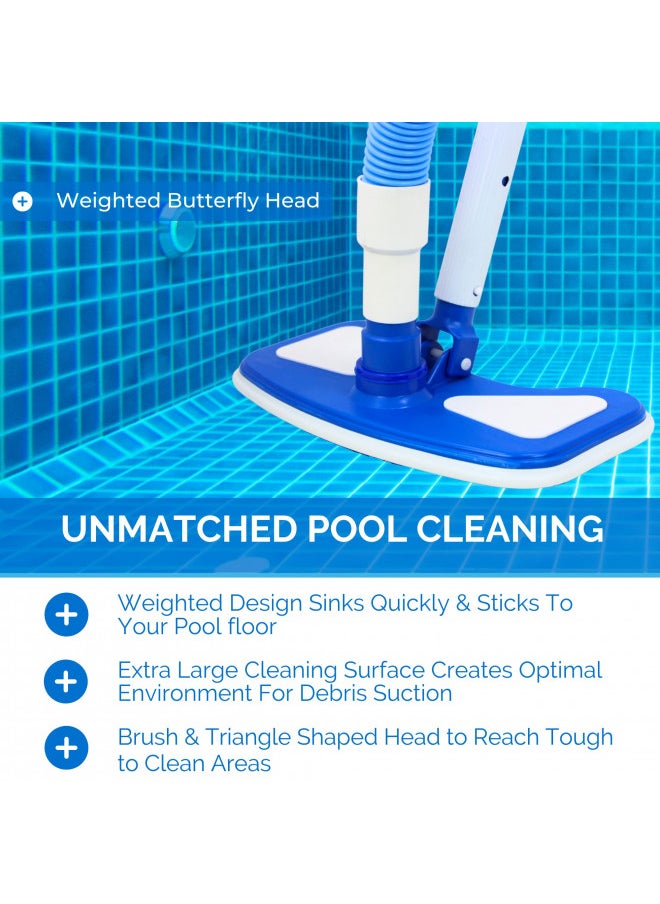 Swimline - SWIMLINE HYDROTOOLS Manual Pool Vacuum Head Attachment For Inground & Above Ground Pools |Weighted Swimming Pool Vac Head Butterfly Shape W/ Bristles| Swivel Hose 1-1/4 or 1-1/2|Clean Debris 8130 - Image 1
