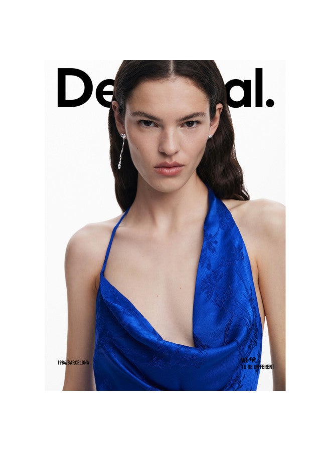 DESIGUAL ss25 Floral Embroidered Fabric Asymmetric Sleeveless Tie-waist Jumpsuit - Image 5