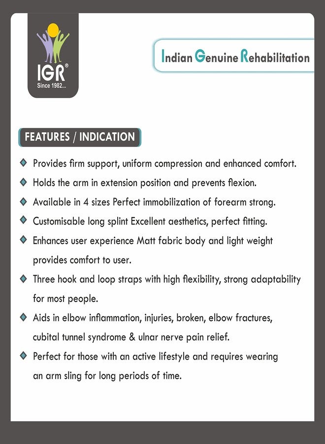 IGR ELBOW IMMOBILISER | FIBRE PLASTIC SUPPORT |Elbow Splint | Night Elbow Sleep Support| Cubital Tunnel Syndrome | Ulnar Nerve Entrapment |Tendinitis | ADULT- UNIVERSAL (1 UNIT) - Image 3