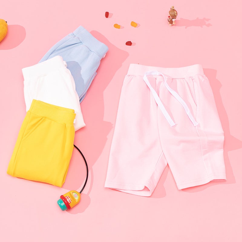 Mi Chun's New Kidsren's Clothing for Boys and Girls, Summer Korean Style Pure Color Shorts, Pure Cotton Pants, Kidsren's Medium Pants, Trendy - Image 3