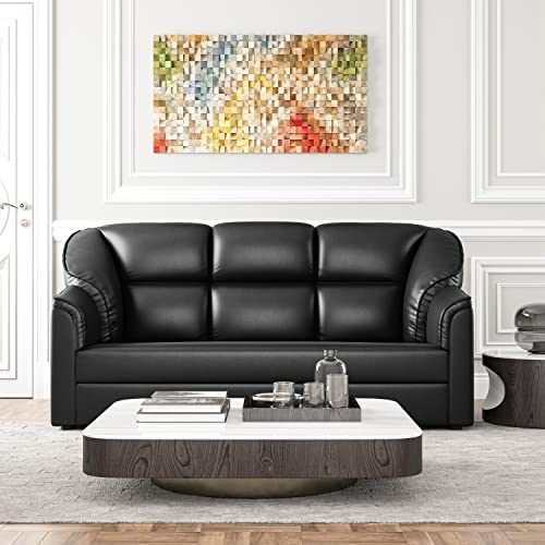 WESTIDO Mac Leatherette 3-Person Sofa (Finish Color - Black, Diy(Do-It-Yourself))|1 Year Warranty - Image 1