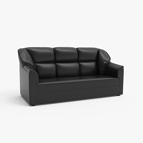 WESTIDO Mac Leatherette 3-Person Sofa (Finish Color - Black, Diy(Do-It-Yourself))|1 Year Warranty - Image 3