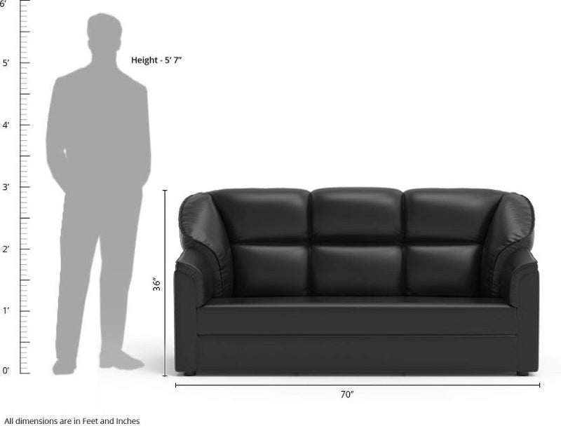 WESTIDO Mac Leatherette 3-Person Sofa (Finish Color - Black, Diy(Do-It-Yourself))|1 Year Warranty - Image 2