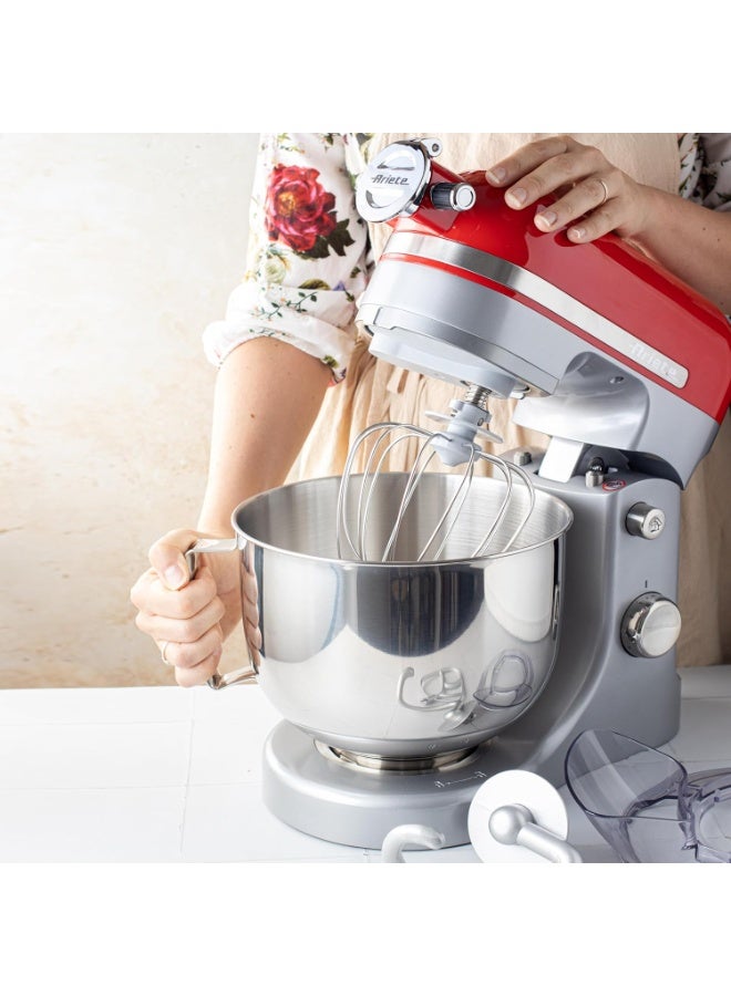 1589 Moderna Planetary Mixer, 1600 Watts, 11 speeds, 5.5 Litres, 3 accessories for kneading, mixing and whipping. Red - Image 3
