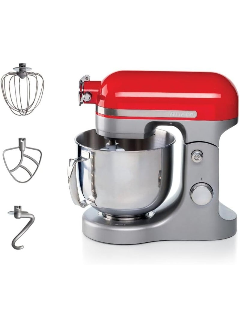 1589 Moderna Planetary Mixer, 1600 Watts, 11 speeds, 5.5 Litres, 3 accessories for kneading, mixing and whipping. Red - Image 1