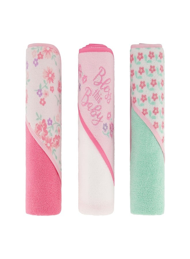 كادلي مجموعة مناشف أطفال بغطاء رأس ملفوفة/مغلفة من كودلي بوتونز آند ستيتشز، 3 قطع، بنقشة "بارك الله في هذا الطفل"، GS71730 - Image 1