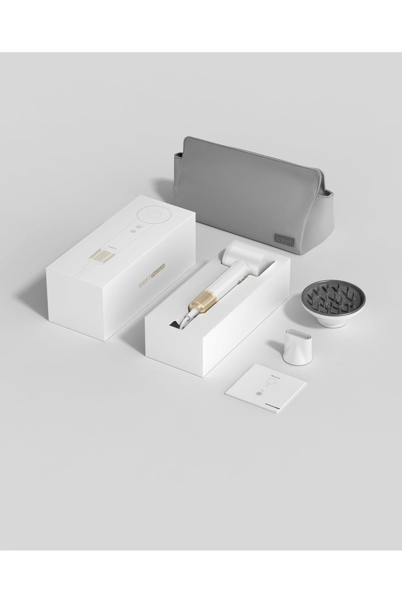 لايفن سويفت بريميوم مجفف الشعر الايوني الفاخر- أبيض ذهبي | الأول عالميًا في سرعة عالية، ٢٠٠ مليون أيونات، ١١٠,٠٠٠ دورة في الدقيقة، تجفيف سريع، منخفض الضوضاء، فوهتان مغناطيسيتان، وحقيبة سفر مقاومة للماء - Image 5