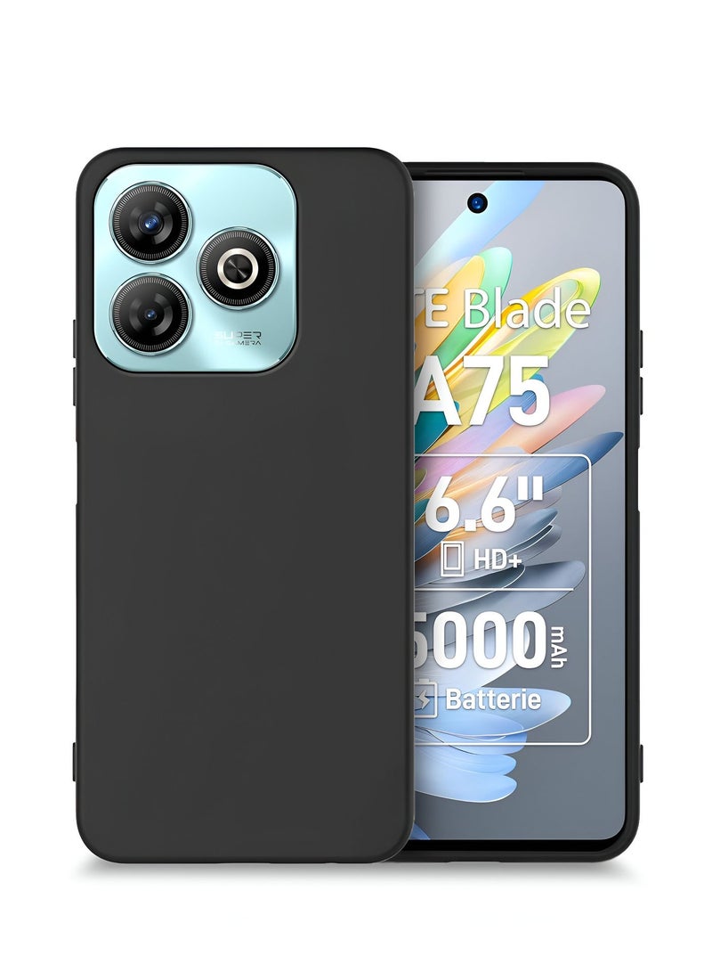 Wtech ZTE Blade A75 4G 2024 Premium Soft Liquid Silicone Case Cover (MCRPSN) - Black - Image 1