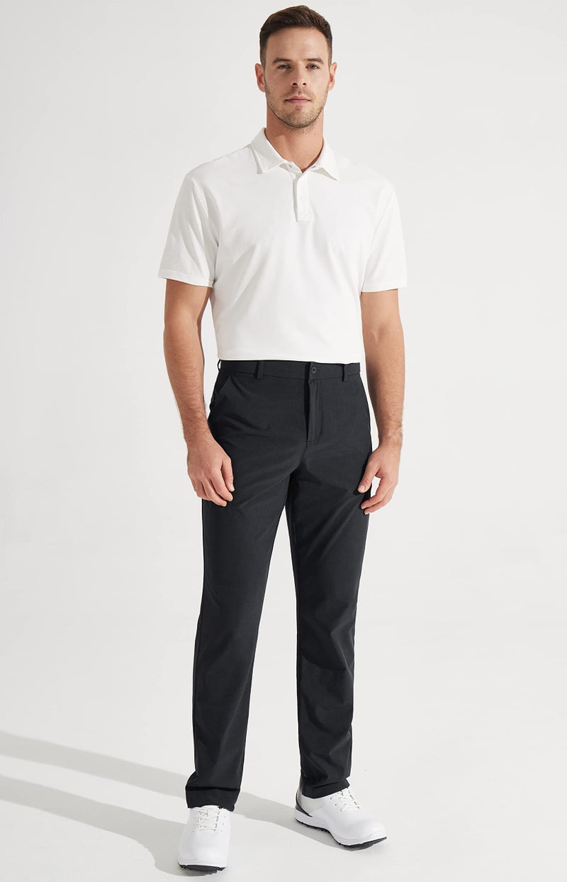 Libin Mens Golf Pants Classic Fit Stretch Work Dress Pants 32" Quick Dry Lightweight Business Casual Trousers Comfort Water Resistant, Black, 38W x 32L - Image 3