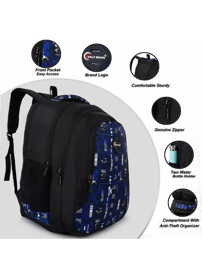Half Moon - Half Moon Aztec 35L College Bags Class 5-12 | College Bag For Men/College Bag For Women | 15.6 Inch Laptop Bag For Men/Laptop Bag For Women | Spacious & Multiple Pockets (Sea Green) (Royal Blue) - Image 1