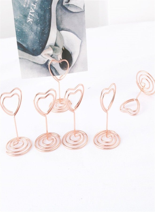 JANOU Mini Heart Shape Photo Stand Place Card Memo Holder Note Clip for Wedding Party Decoration Pack 10pcs (Rose Gold) - Image 2