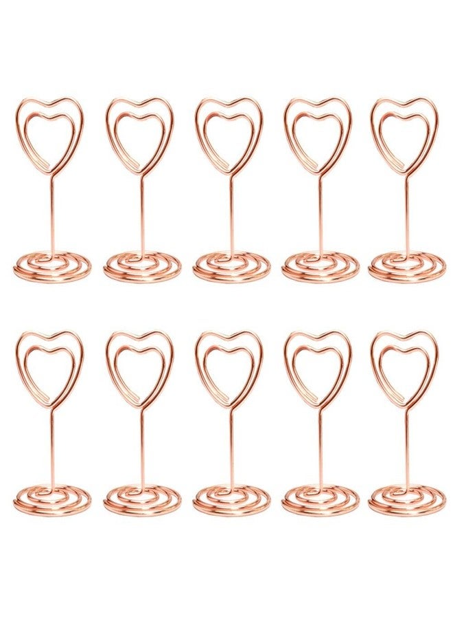 JANOU Mini Heart Shape Photo Stand Place Card Memo Holder Note Clip for Wedding Party Decoration Pack 10pcs (Rose Gold) - Image 1