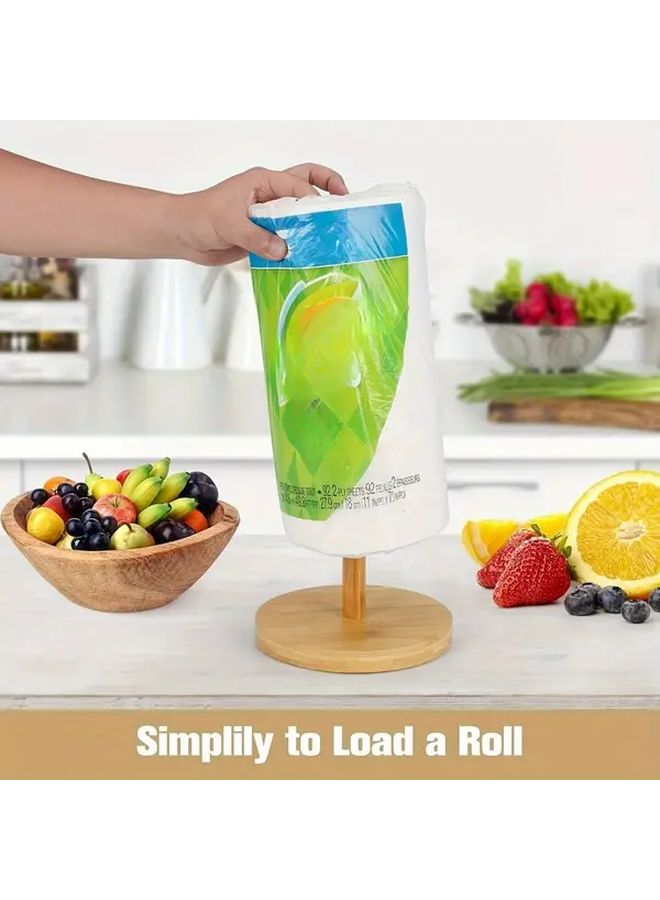 حامل ورق الحمام من الخيزران مثبت ذاتيًا على الحائط موزع ورق الحائط الريفي - Image 3