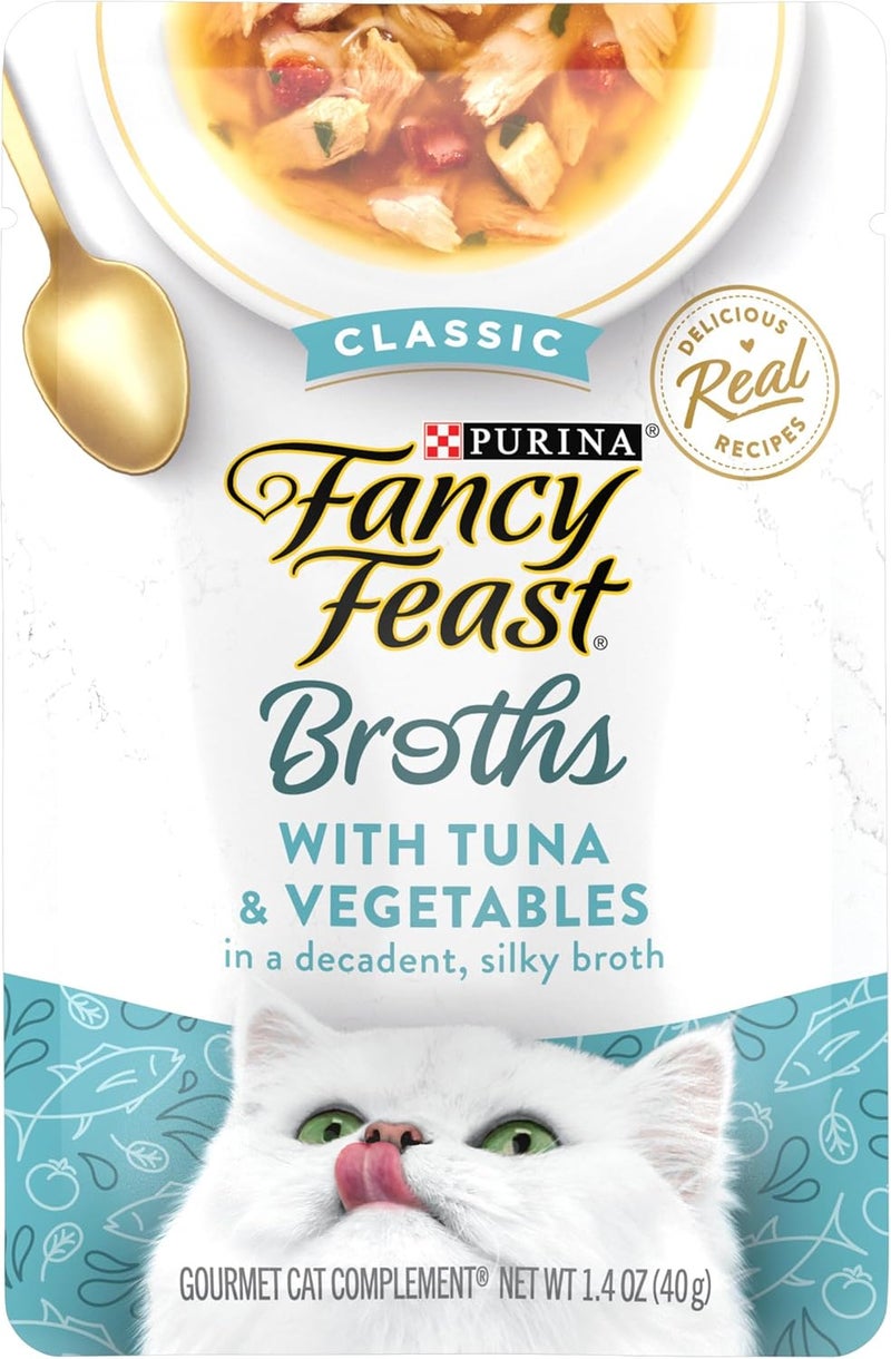 Fancy Feast Broths For Cats Tuna & Vegetables In A Decadent Silky Broth - Pack of 16, 1.4 Oz. Ea. - Image 1
