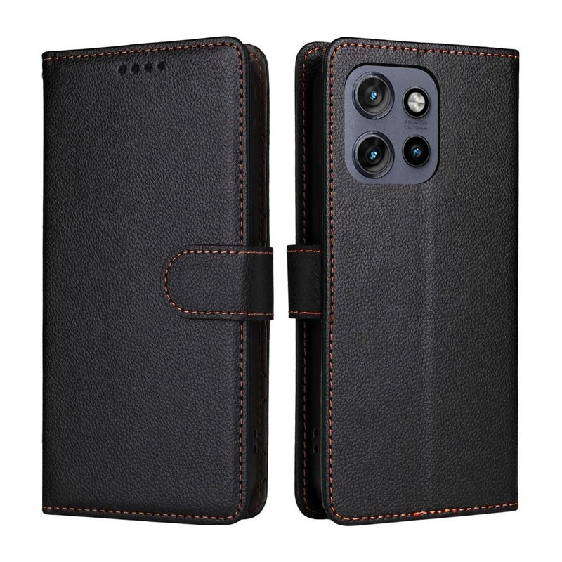 erorex For Motorola Edge 50 Neo / ThinkPhone 25 Litchi Texture RFID Blocking 3-Card Wallet Leather Phone Case(Black) - Image 2