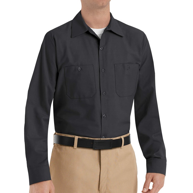Red Kap Men's Industrial Work Shirt, Regular Fit, Long Sleeve, Black, 3X-Large - Image 4