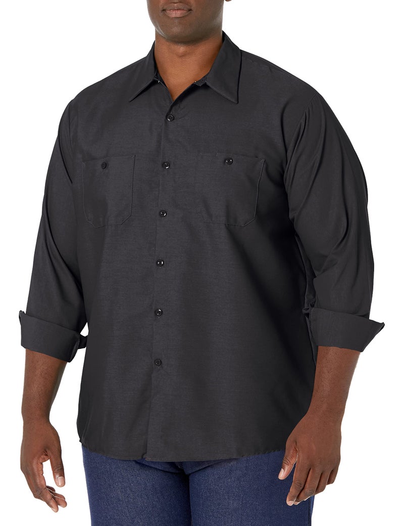 Red Kap Men's Industrial Work Shirt, Regular Fit, Long Sleeve, Black, 3X-Large - Image 1
