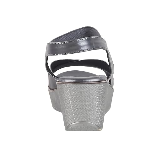 Mochi Women Gun Metal Wedge Heel Fashion Sandal UK/7 EU/40 (34-175) - Image 4