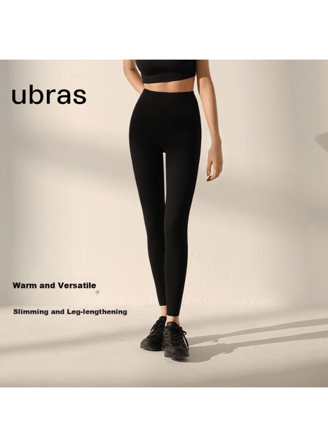 Ubras Soft Air Layer Brushed Warm Tummy Control High-elastic Slim Leggings For Women, Autumn Winter Wearable, Lingdong Grey, XL - Image 1