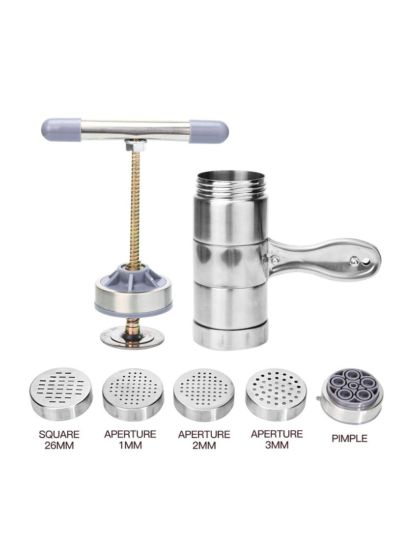 Oasisgalore Manual Noodle Pasta Maker Spaghetti Kitchen Tool Stainless Steel Press Machine Press Machine Pasta Maker with 5 Noodle Mould Fruit Juicer Squeezer (18.5x14cm)  - Image 3