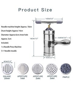 Oasisgalore Manual Noodle Pasta Maker Spaghetti Kitchen Tool Stainless Steel Press Machine Press Machine Pasta Maker with 5 Noodle Mould Fruit Juicer Squeezer (18.5x14cm)  - Image 5
