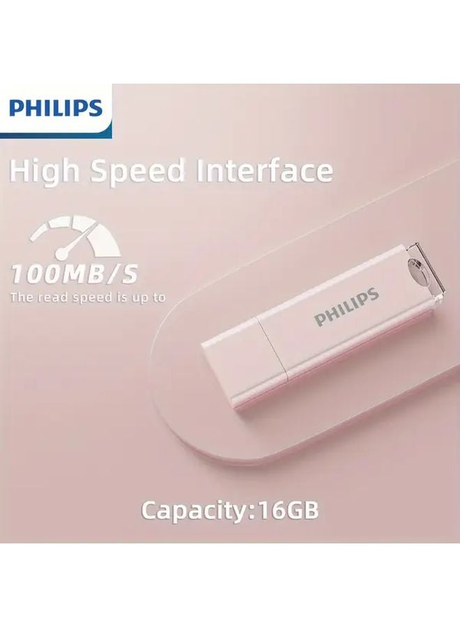 Philips Pink USB Flash Drive 16 GB Thumb Drive Data Storage Memory Stick - Image 1