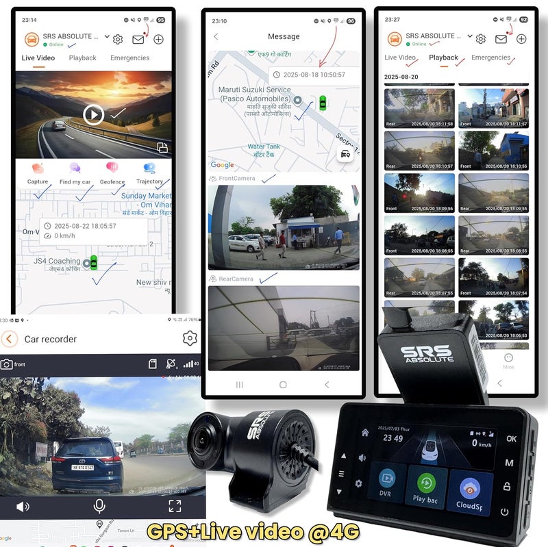 SRS Absolute 3K 4G DashCam| 24x7 Remote Audio-Video Monitor| Record/Download/Playback/Live/Call/Zoom| GPS Track| GeoTag | Hyper Lapse|PIP WI-FI HotSpot| G-Sensor/Motion Sensor|1TB MicroSD support-S44G - Image 3