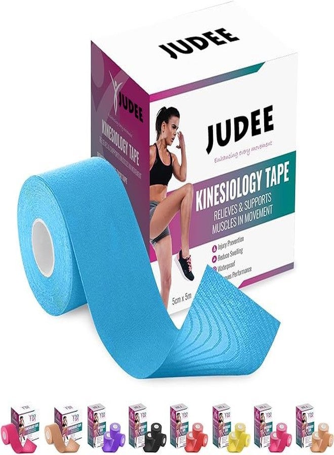 Judee شريط جودي الرياضي المقاوم للماء | خالٍ من اللاتكس، شريط رياضي، مثالي لأي نشاط - للجسم والكتف والمفاصل والإصابات والعضلات (5 سم × 5 م) (شريط كينيزيولوجي) - Image 1