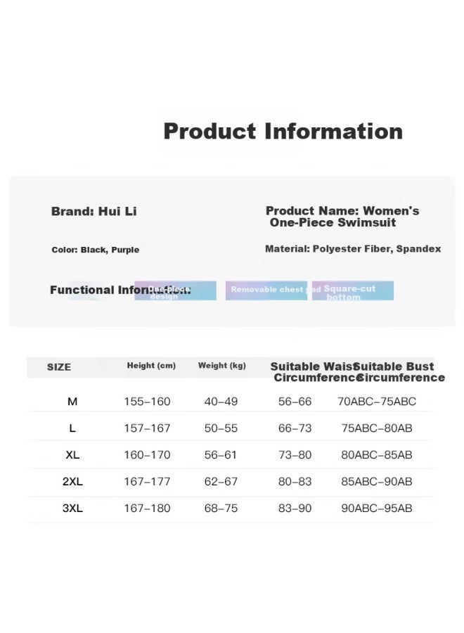 Pull Back Backforce Women's Swimsuit Dress Slimming Conservative Plus Size Covering Flesh Quick-drying Swimsuit Four-piece Set 14008 Purple XL - Image 2