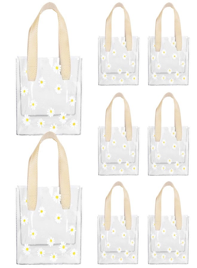 Whaline 12Pcs Clear PVC Gift Bags with Handle Bridesmaid Gift Bags Cute Daisy Flower Reusable Transparent Party Favor Bag Goodie Treat Bag for Mother's Day Wedding Birthday Baby Shower Party Supplies - Image 1
