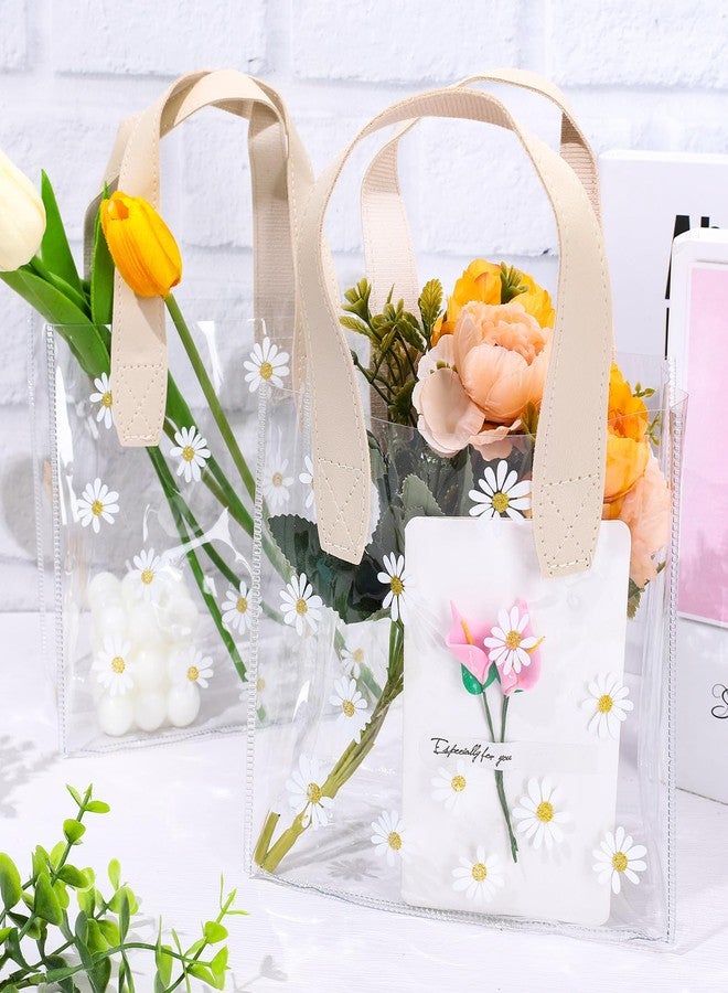 Whaline 12Pcs Clear PVC Gift Bags with Handle Bridesmaid Gift Bags Cute Daisy Flower Reusable Transparent Party Favor Bag Goodie Treat Bag for Mother's Day Wedding Birthday Baby Shower Party Supplies - Image 3