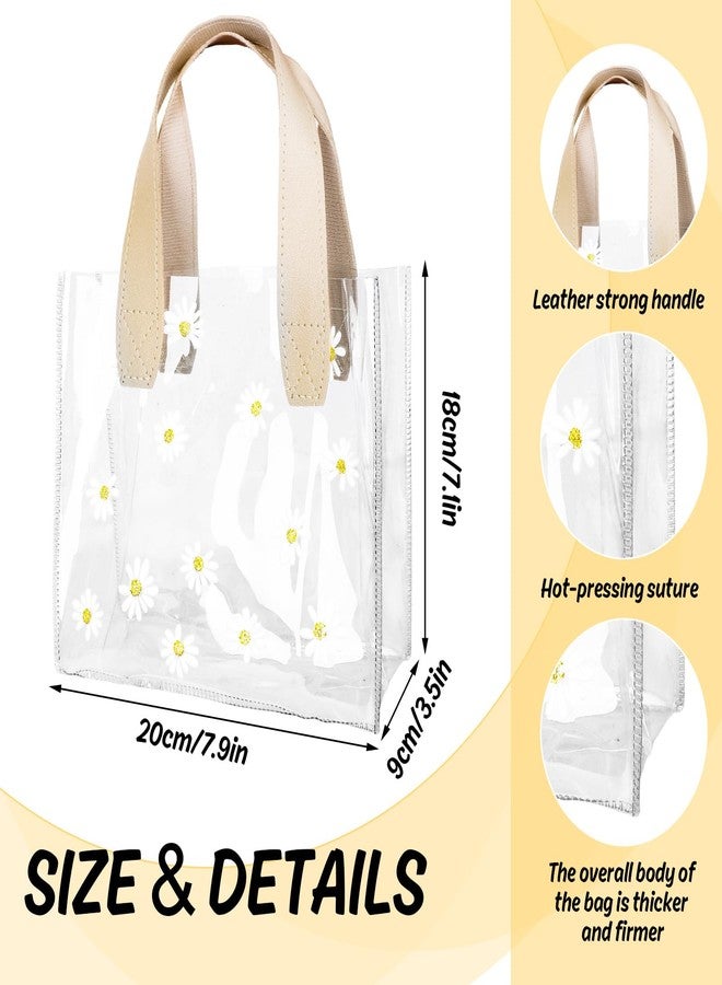 Whaline 12Pcs Clear PVC Gift Bags with Handle Bridesmaid Gift Bags Cute Daisy Flower Reusable Transparent Party Favor Bag Goodie Treat Bag for Mother's Day Wedding Birthday Baby Shower Party Supplies - Image 2