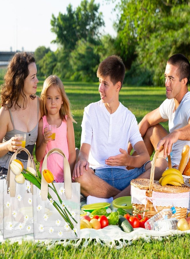 Whaline 12Pcs Clear PVC Gift Bags with Handle Bridesmaid Gift Bags Cute Daisy Flower Reusable Transparent Party Favor Bag Goodie Treat Bag for Mother's Day Wedding Birthday Baby Shower Party Supplies - Image 5