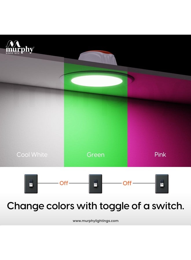 Murphy 7W 3-in-1 Round LED Conceal Panel Light Color Changing Light (Cool White/Green/Pink, Pack of 10) - Image 3