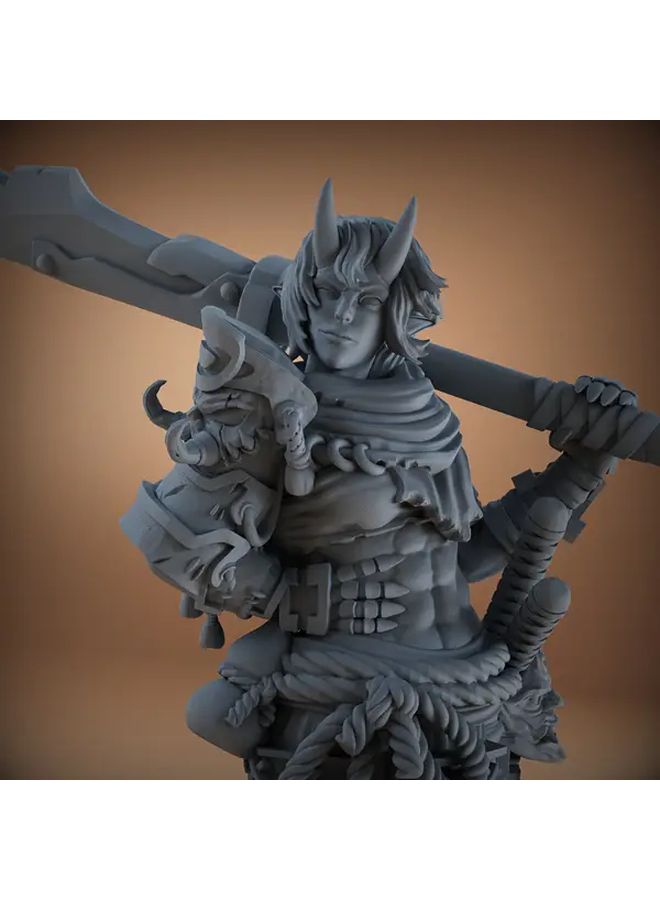 1pc Female Samurai Warrior Figurine 3D Printed Resin Desktop Model with Battle Axe - Image 5