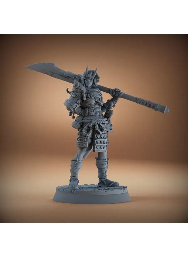 1pc Female Samurai Warrior Figurine 3D Printed Resin Desktop Model with Battle Axe - Image 1
