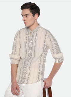 Dennis Lingo Khaki Casual Shirt for Men, 100% Cotton, Slim Fit  - Image 1
