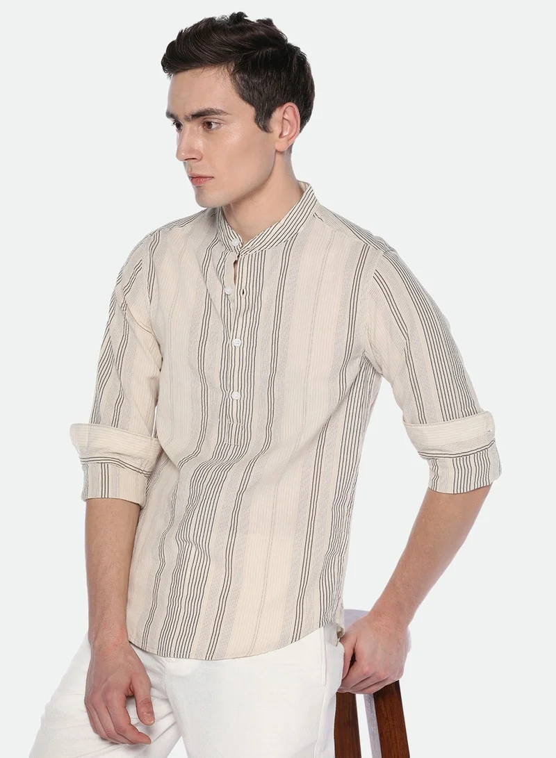 Dennis Lingo Khaki Casual Shirt for Men, 100% Cotton, Slim Fit