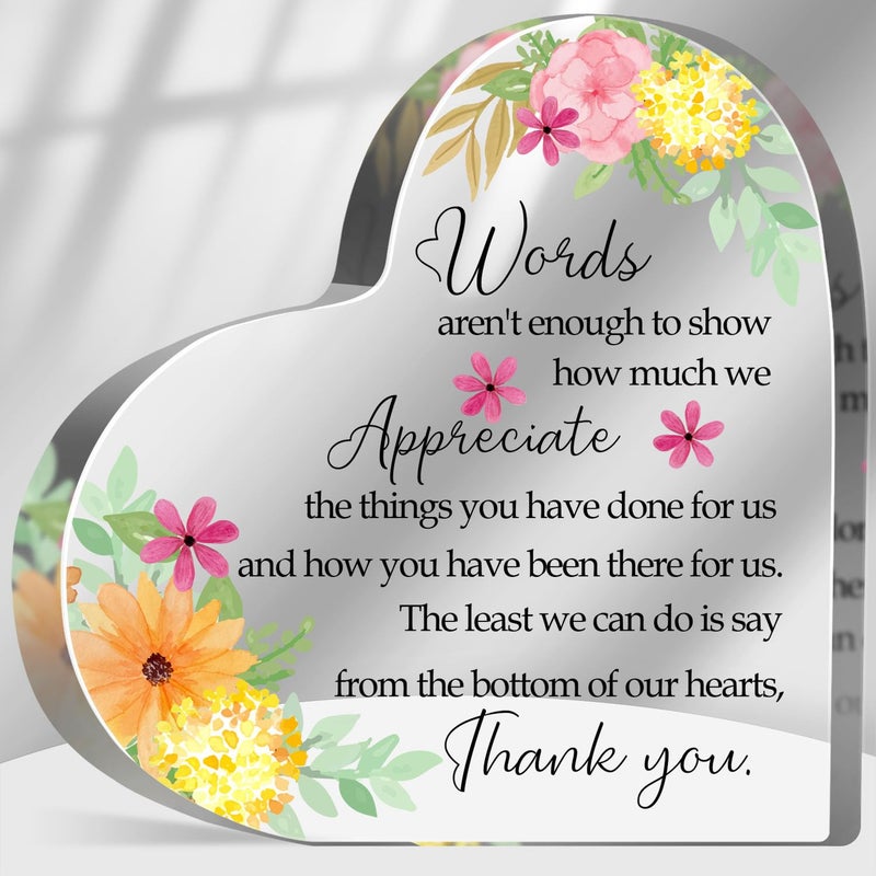 MUNLICAR Thank You Gifts for Women Coworkers Boss, Thank You Presents for Friends Teacher, Appreciation Paperweight Desk Decor Plaque, Inspirational Office Sign Acrylic Heart - Image 1