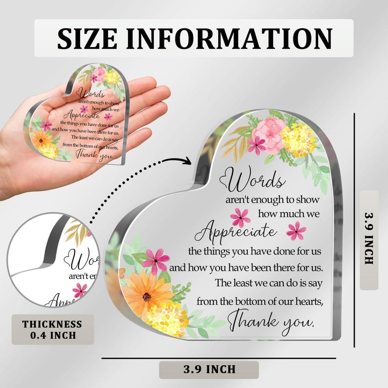 MUNLICAR Thank You Gifts for Women Coworkers Boss, Thank You Presents for Friends Teacher, Appreciation Paperweight Desk Decor Plaque, Inspirational Office Sign Acrylic Heart - Image 2