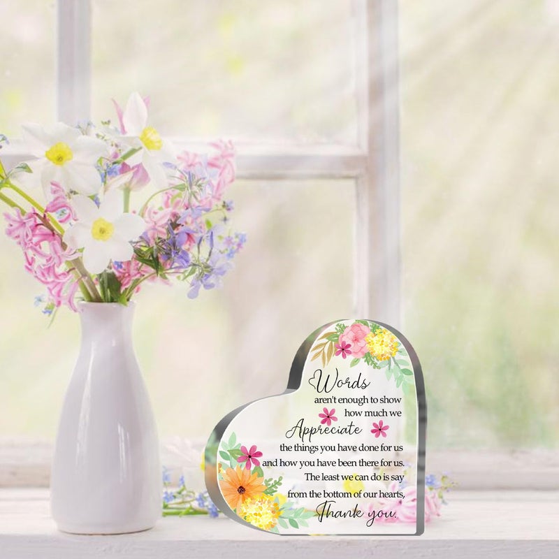 MUNLICAR Thank You Gifts for Women Coworkers Boss, Thank You Presents for Friends Teacher, Appreciation Paperweight Desk Decor Plaque, Inspirational Office Sign Acrylic Heart - Image 5