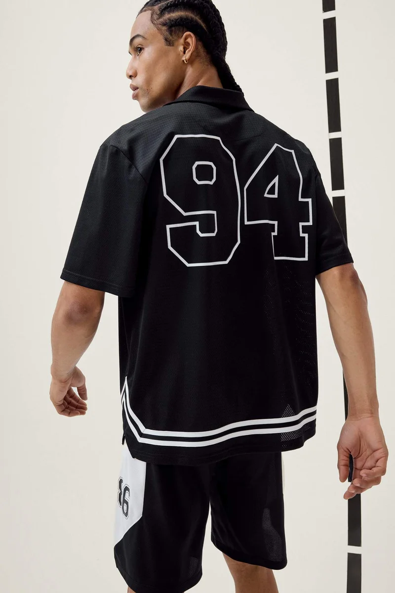 ديفاكتو DeFactoFit Oversize Polo Neck Back Printed Sports T-Shirt