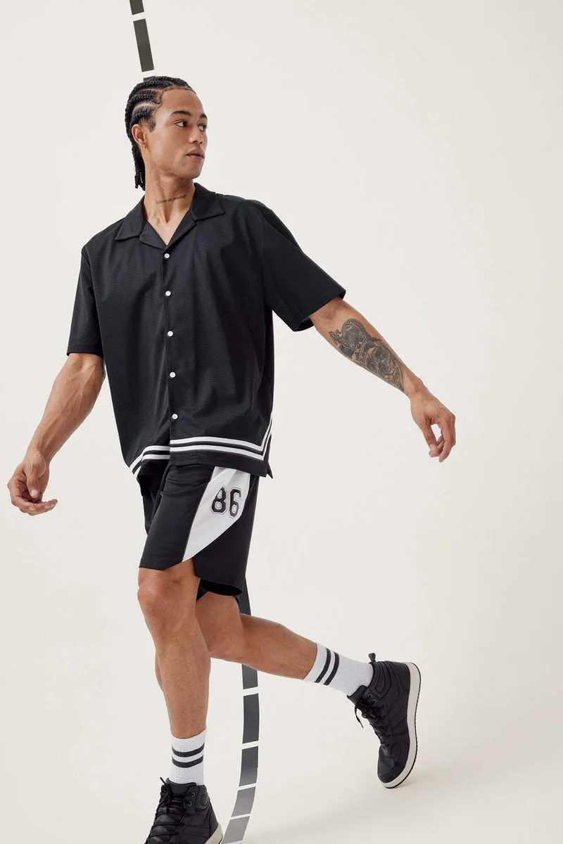 Defacto DeFactoFit Oversize Polo Neck Back Printed Sports T-Shirt
