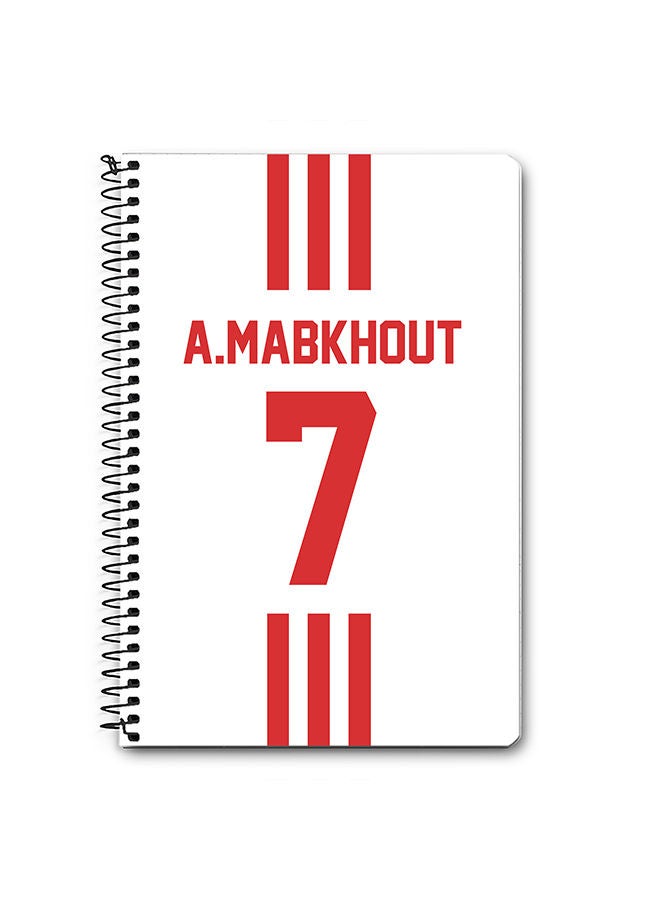 Stylizedd Designer A5 Spiral Notebook Memo Notepad Journal - Football Team - UAE Player Name - A.Mabkhout - Image 1